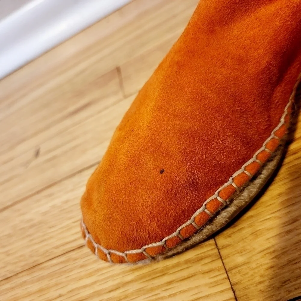 House of Harlow 1960 Callan Espadrilles Flats Burnt Orange Suede Leather Size 6